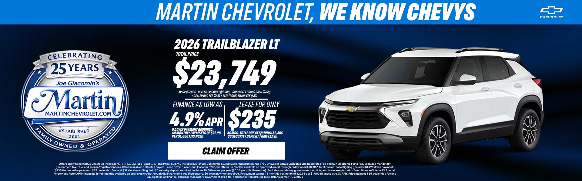 2026 Trailblazer LT Offer